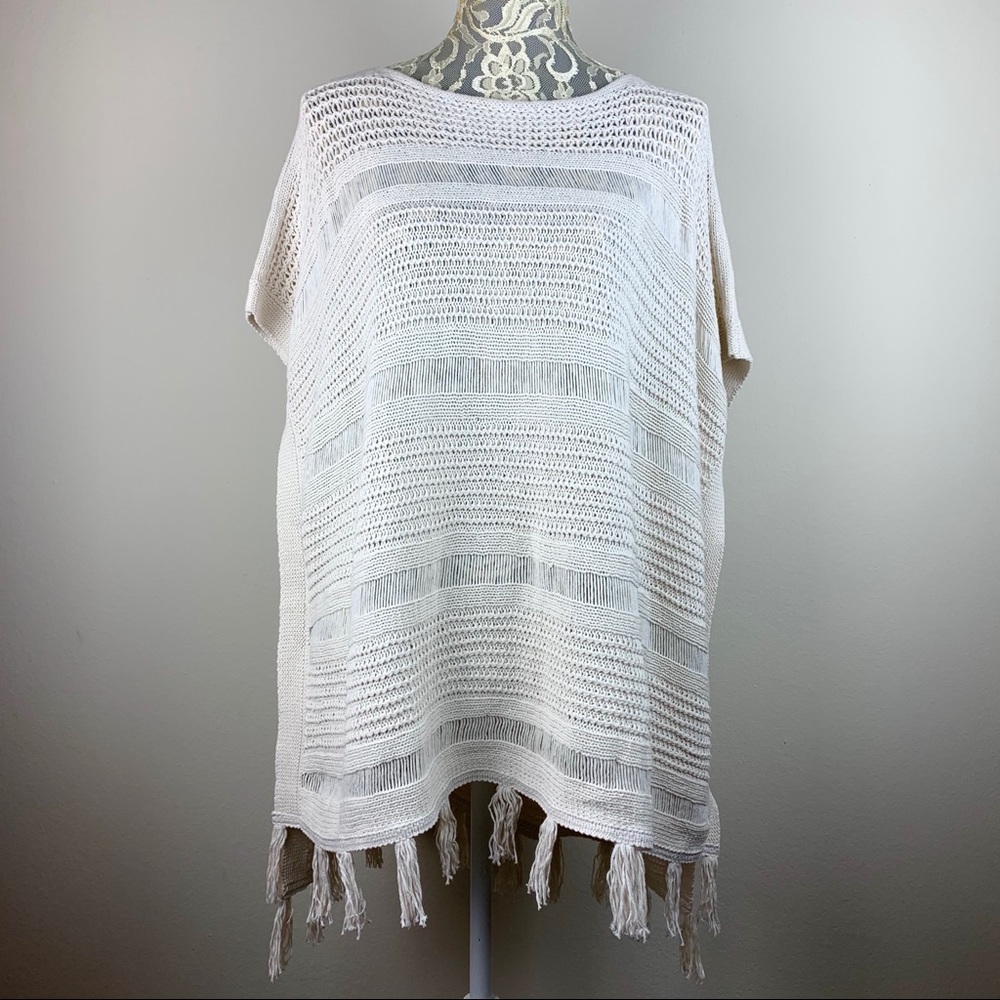 [Lucky Brand] NWT Fringe Crocheted Poncho - L/XL